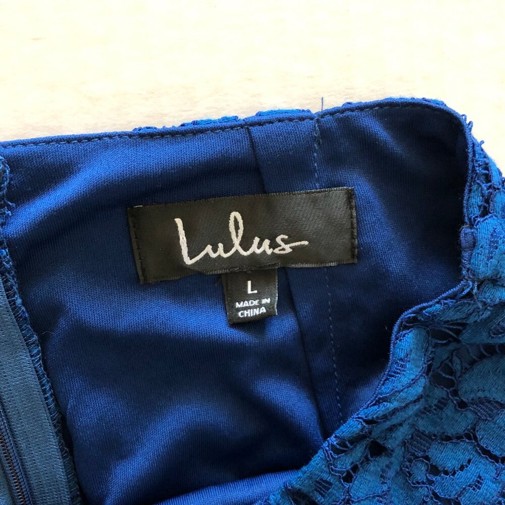 Lulus Live For the Night Women's Navy Blue Lace Skirt Size L Pencile - Picture 9 of 11